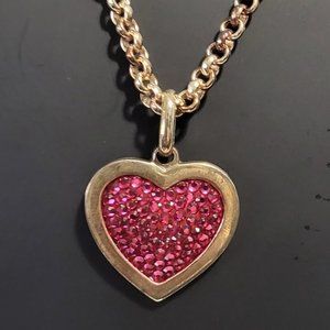 *NWT* Judith Leiber Vintage Fuschia Crystal Heart Necklace * Collectors Item!
